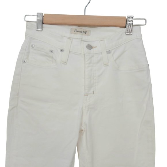 Madewell Jeans Womens 25 White Cali Demi-Boot Raw Hem Stretch Rodeo Cowgirl - Picture 2 of 11
